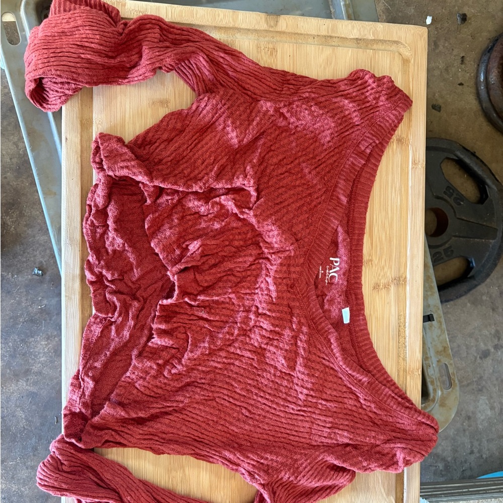 PacSun Red Ribbed Blouse